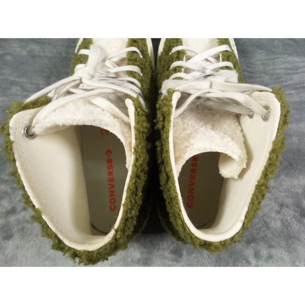 Converse Shoes Kids Size 4 Green All Star Sherpa EVA Platform High‎ Dark Moss